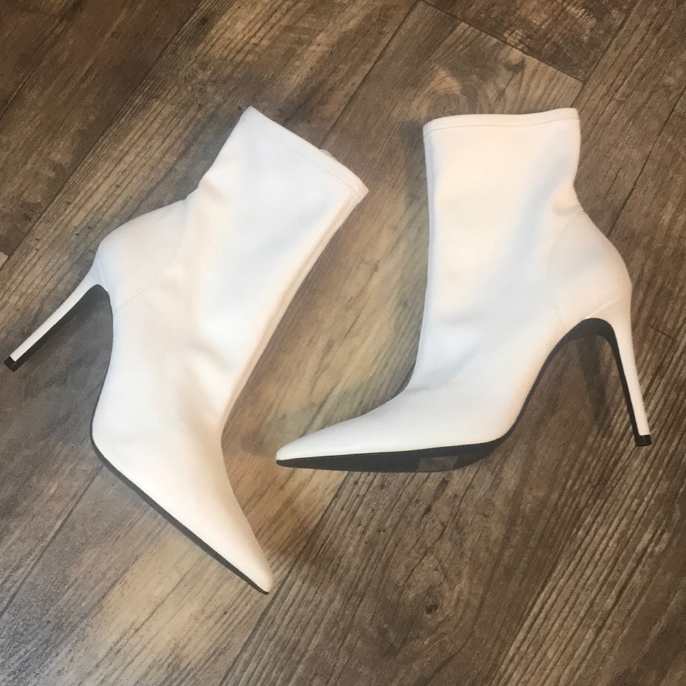 White ankle booties